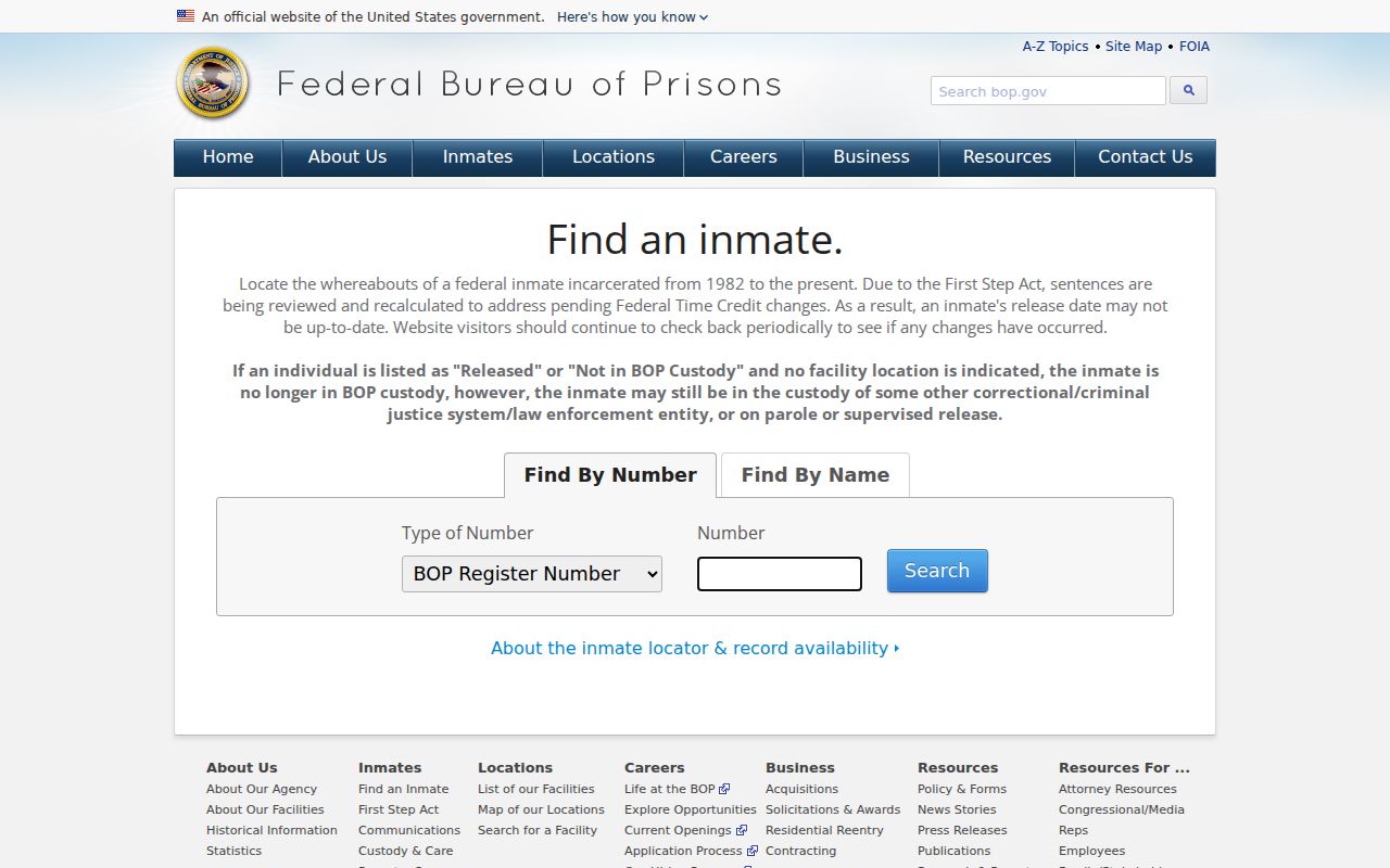 Nueces County residents directory federal inmate-locator entry