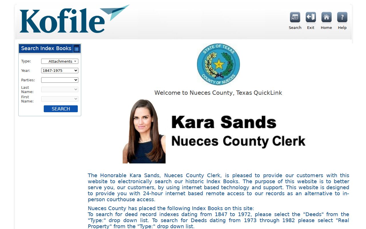 Nueces County previous residents Kofile historic deed index