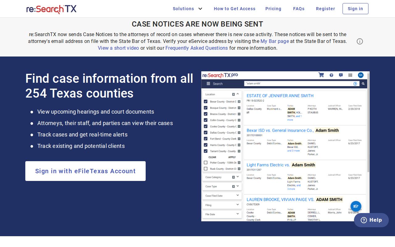 Nueces County residents directory statewide re:SearchTX court-search interface