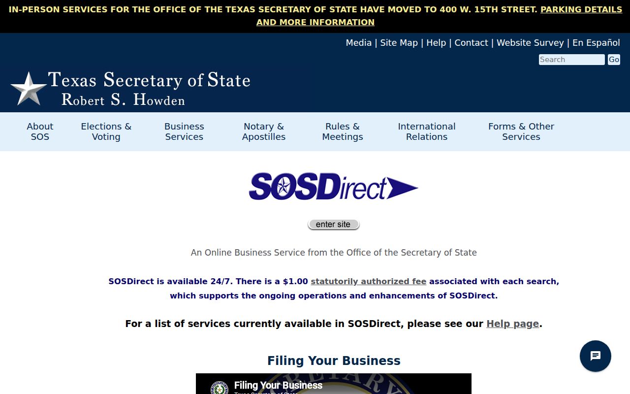 Nueces County residents directory Texas SOSDirect entity-search information