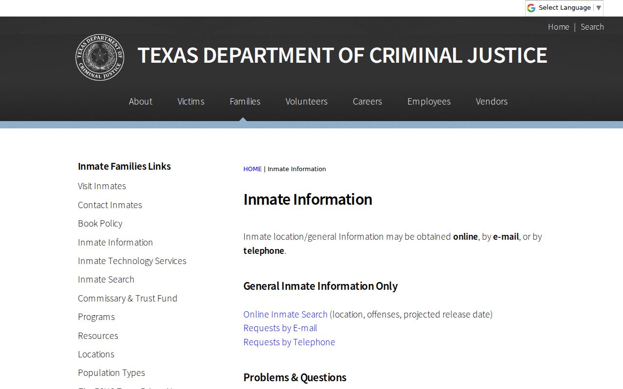 Nueces County residents directory Texas inmate-information search entry