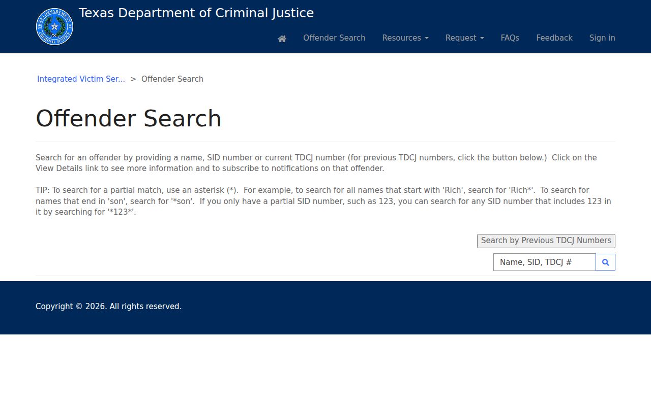 Nueces County residents directory Texas offender-search fields