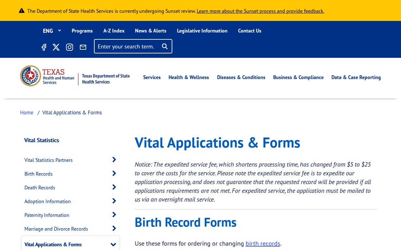 Nueces County residents directory Texas vital-record application forms