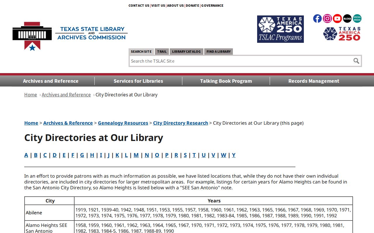Nueces County previous residents Corpus Christi city directory holdings